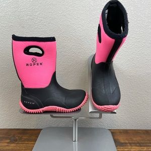 Roper pink/ black rain boots size 1